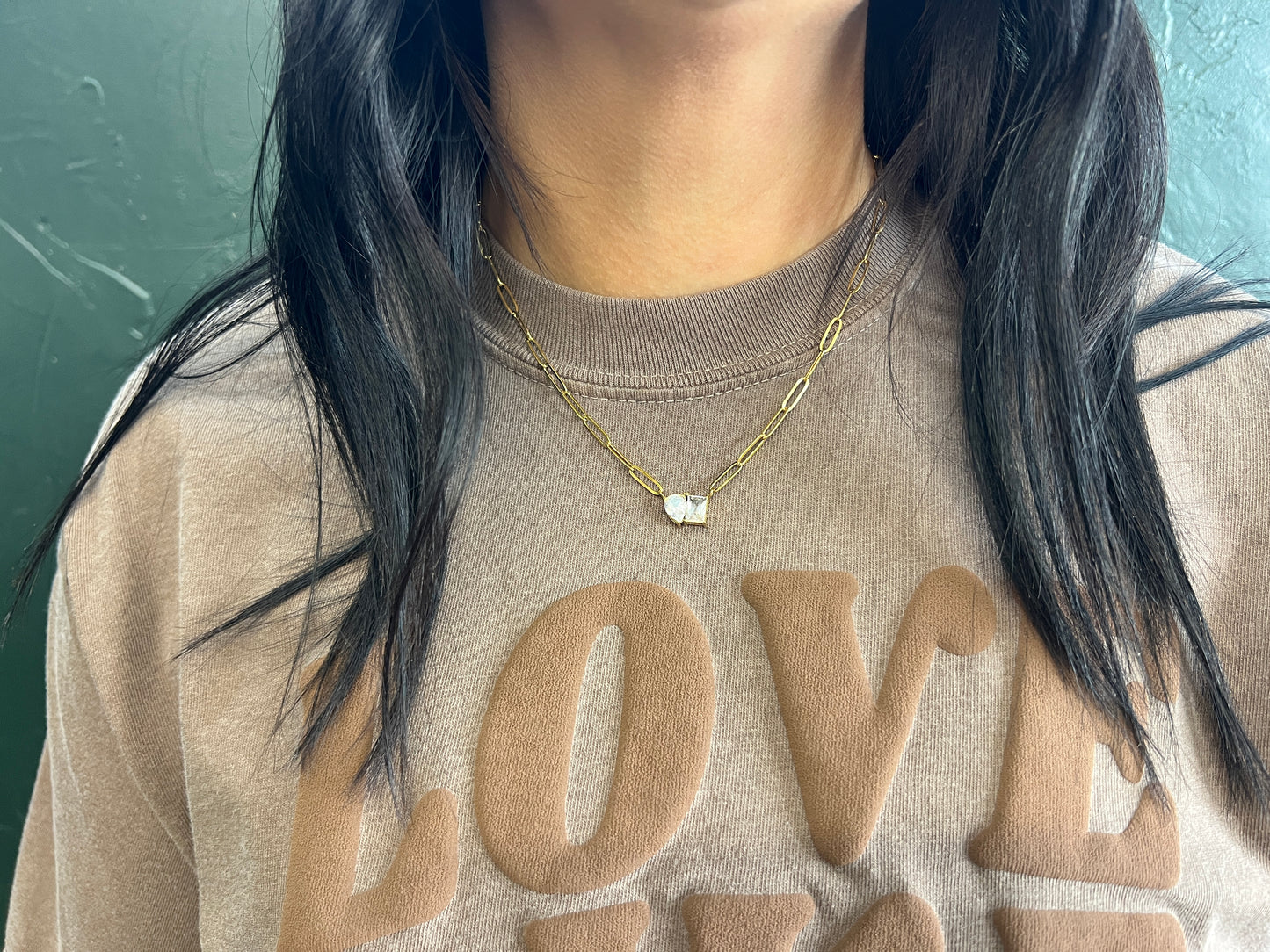 MIXED DIAMOND PAPERCLIP NECKLACE