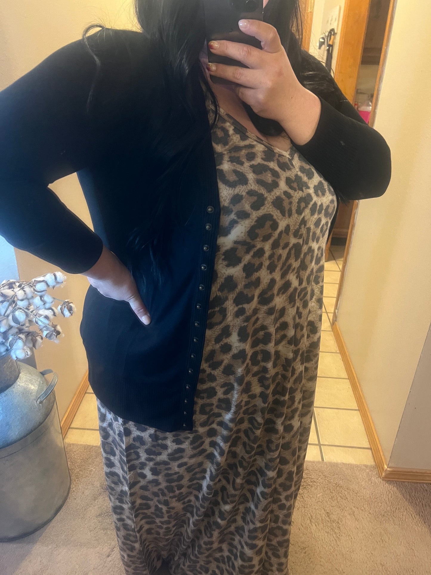 SNAP BUTTON 3/4 SLEEVE SWEATER CARDI