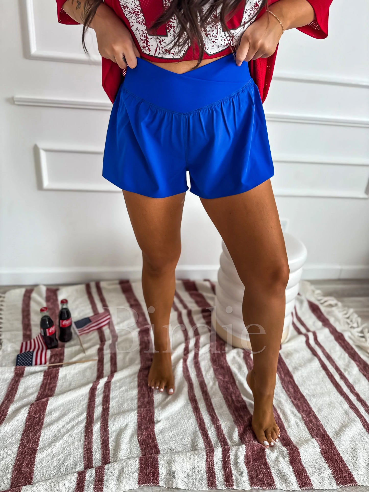 BLUE CROSSOVER LINED ACTIVE SHORTS (COMING SOON)