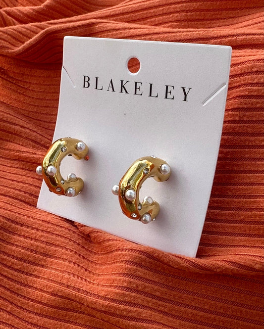 PEARL GOLD HOOP EARRINGS