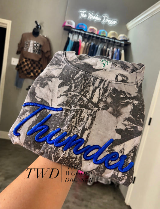 PUFF EMBROIDERED CAMO THUNDER TEE