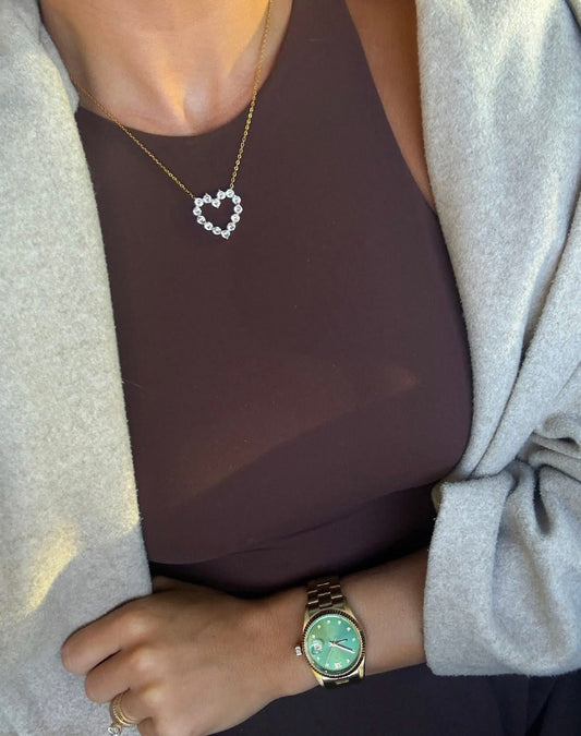 GOLD DIAMOND HEART NECKLACE