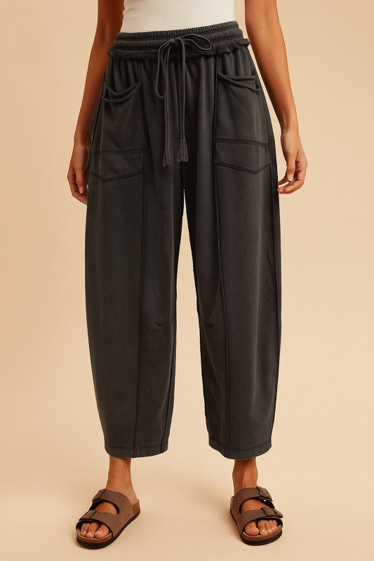 KNIT BARREL PANTS