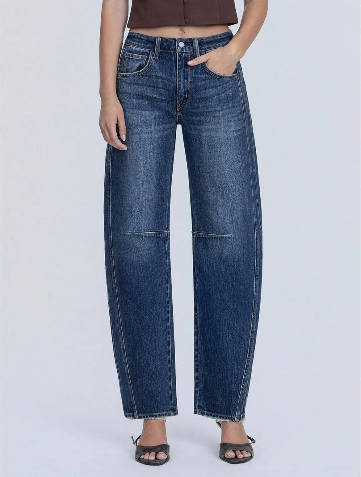 DARK WASH BARREL DENIM JEANS (coming soon)