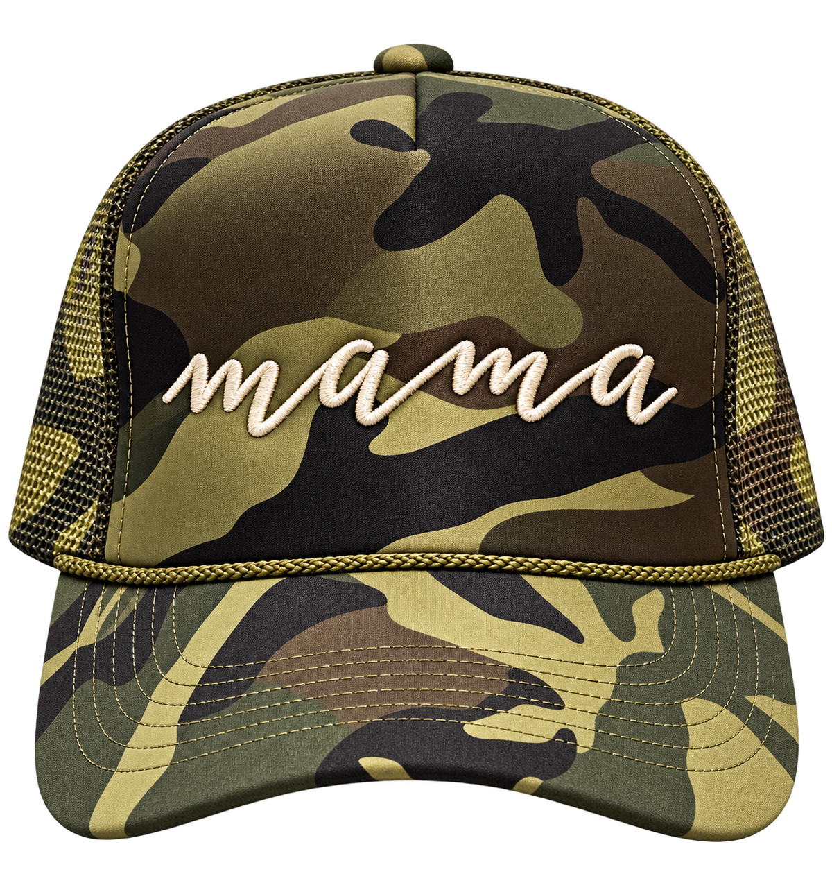 CAMO EMBROIDERED MAMA TRUCKER HAT