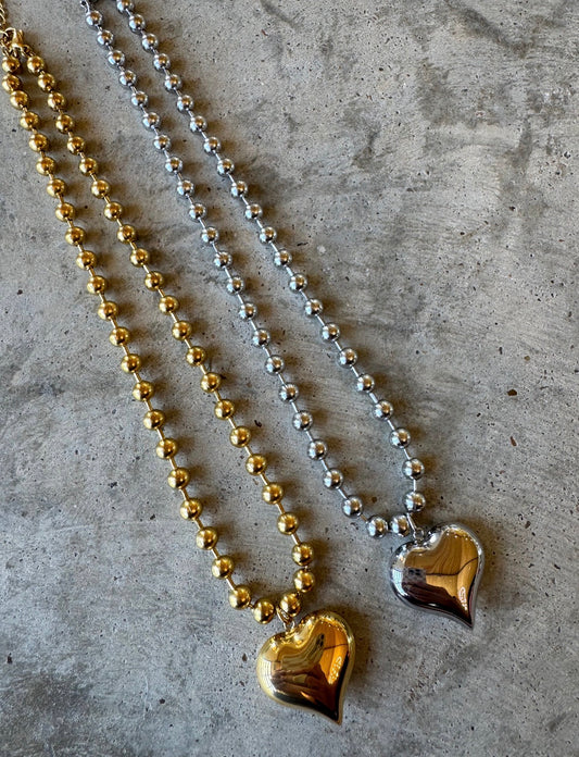 HEART BALL CHAIN NECKLACE