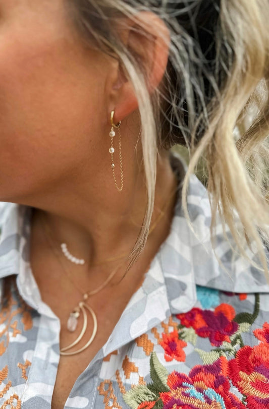 DIAMOND CASCADE HOOP EARRINGS
