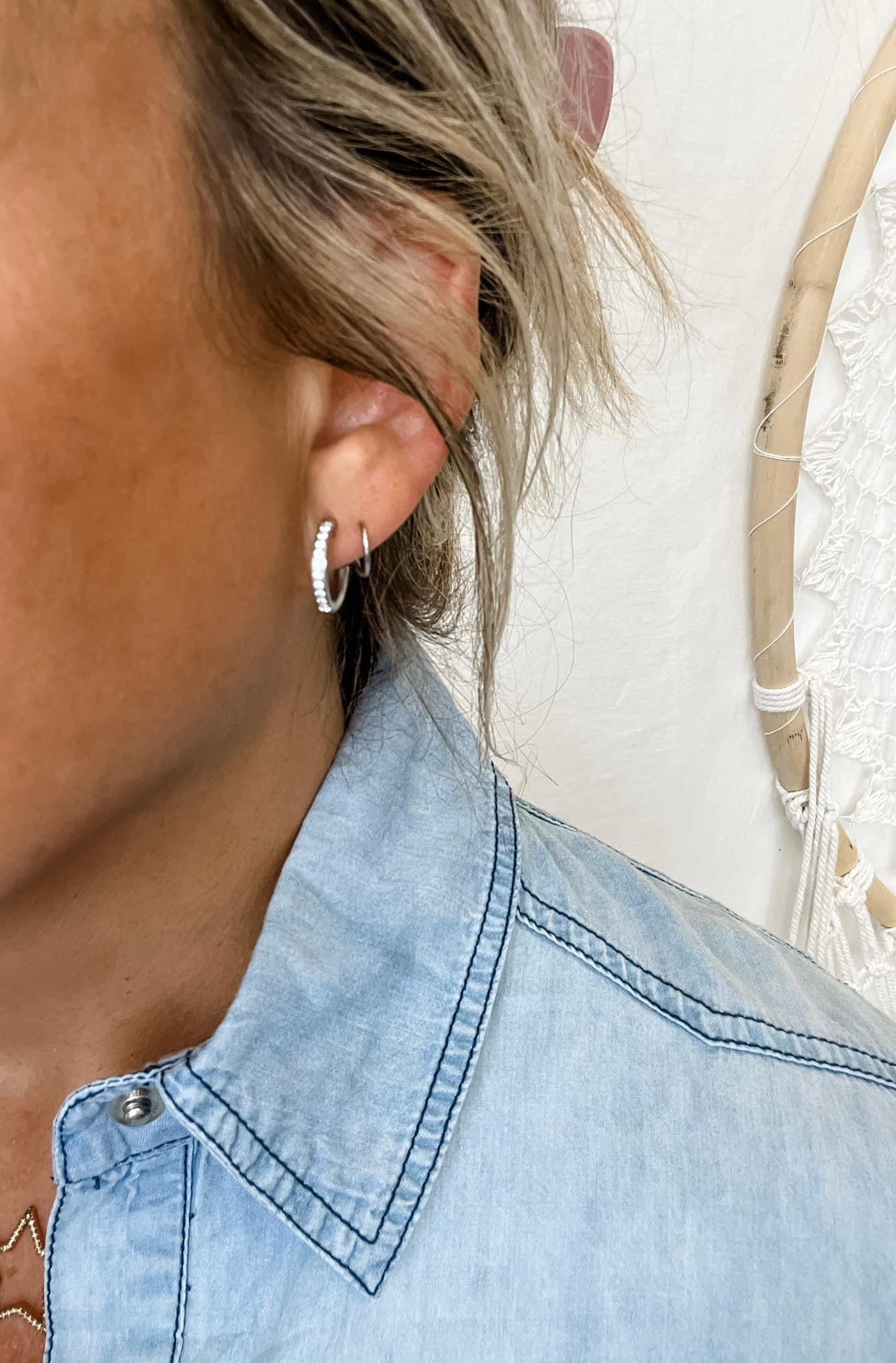 DOUBLE HOOP DIAMOND EARRING